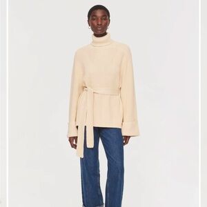 Aligne Michaela High neck belted oversized knit- Ivory